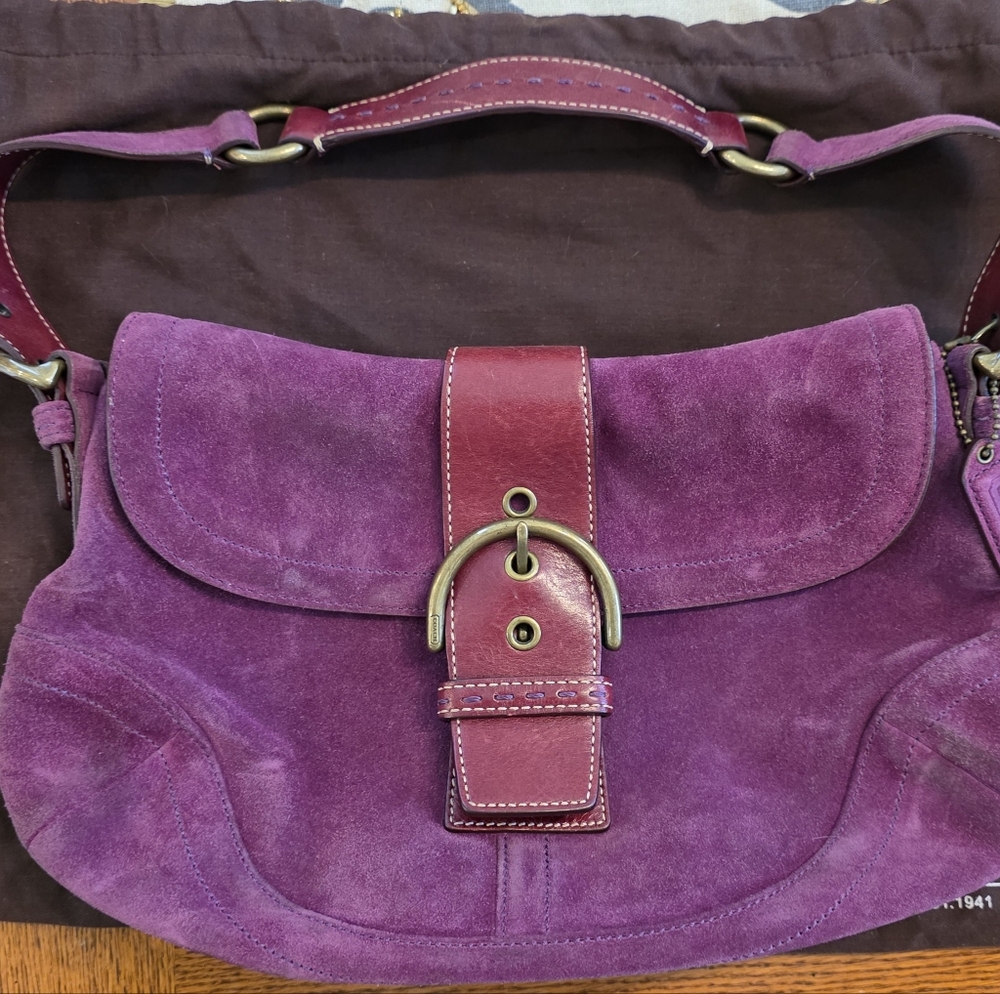 COACH Rare Purple Suede Soho Hobo Bag No. 9688 Authentic